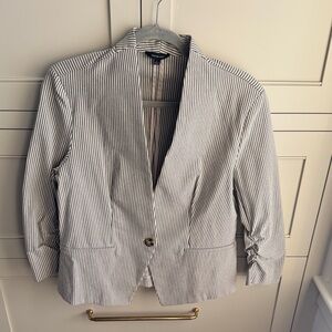 Verve Ami Striped Blazer with Single Button scrunch sleeves size large